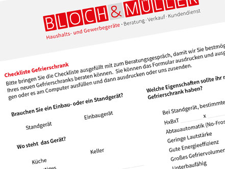 Bloch & Müller Gefrierschrank- und Truhe Checkliste