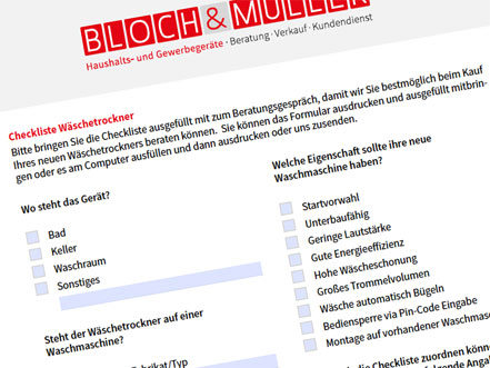 Bloch & Müller Wäschetrockner Checkliste